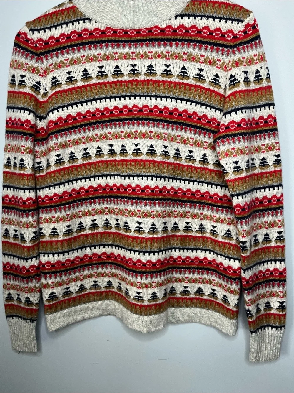 J. Crew Fair Isle Mockneck Lambswool Blend Sweater Size Medium
